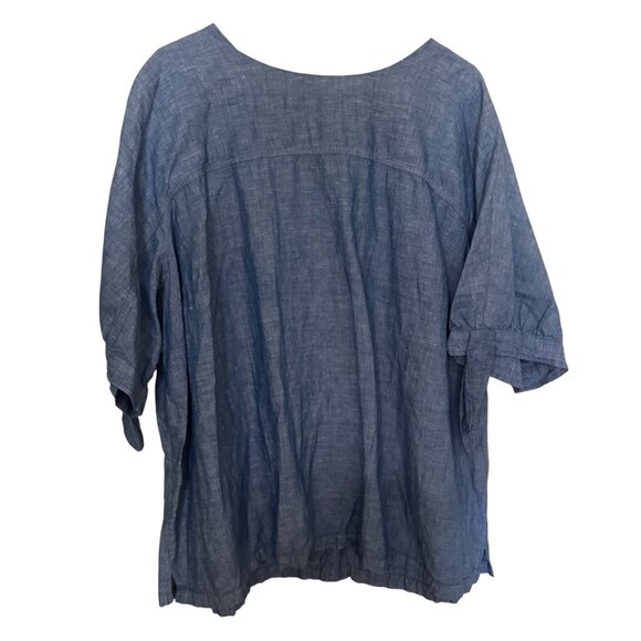 (2) Martha Stewart Linen Blend Blouses  3X Button-Back  Lagenlook Beach Resort - Picture 2 of 16